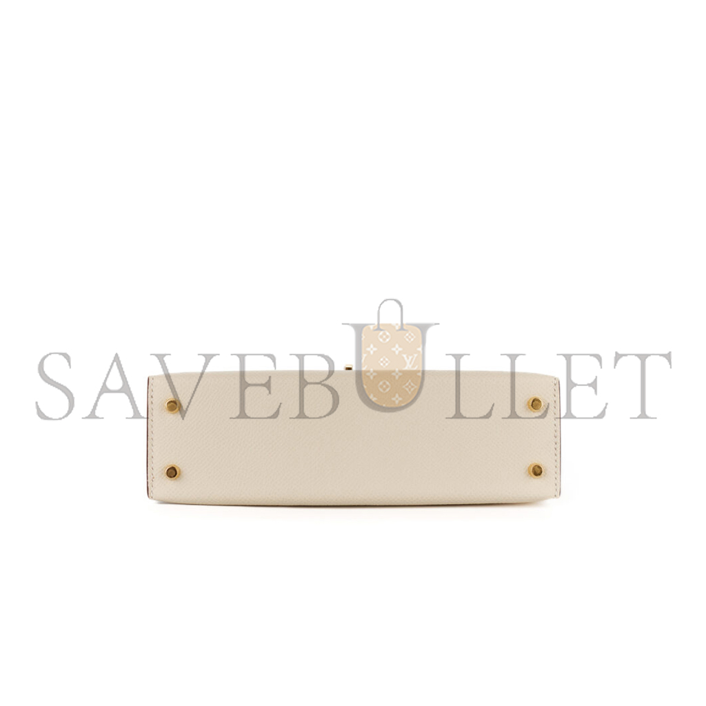 HERMÈS MASTER MINI KELLY II CREAM WHITE EPSOM GOLD HARDWARE (19*12*5.5cm)